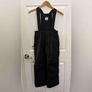 Kids Black Winter Suspender Snow Pants